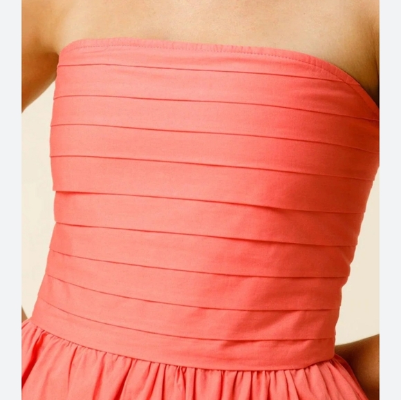 Lusana Arlo dress pink coral strapless light cotton summer unlined smocked 6 euc - Picture 4 of 8